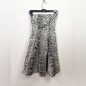Notice animal printed cheetah brown tan strapless fit and flare dress size XS